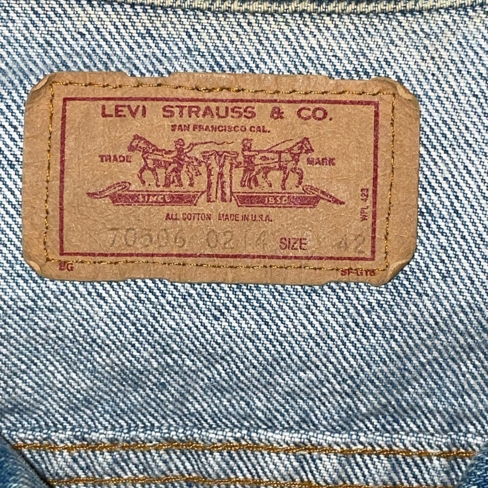 Vintage 80s Levis Blue Denim Jean 70506-214 Trucker Jacket Mens Sz 42 USA Nice! - Picture 8 of 9